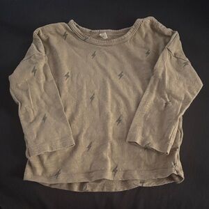 Rylee + Cru Brown Long Sleeve Shirt with Black Lightning Bolts